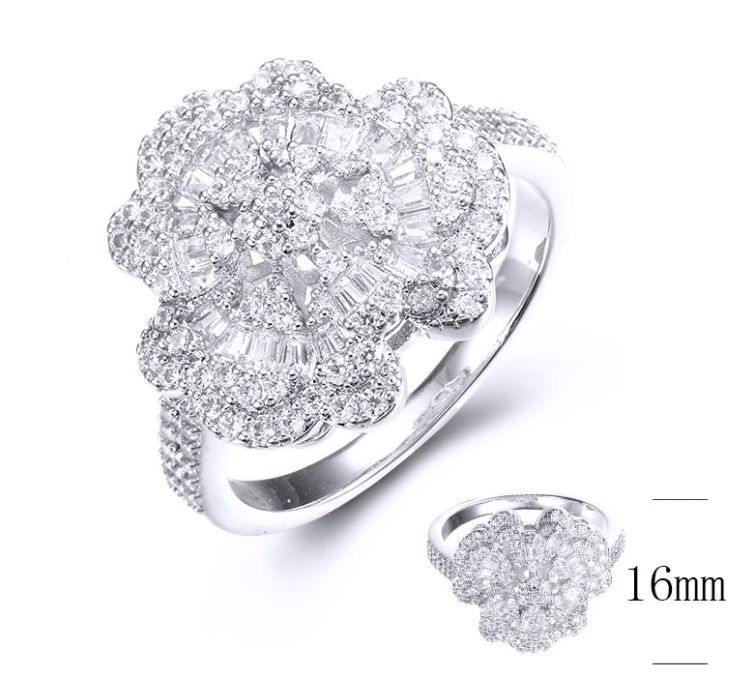 SJ36489, Ladies' Moissanite Ring, S925, Rhodium Plated, White, 4.023g