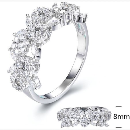 SJ30082, Ladies' Moissanite Ring, S925, Rhodium Plated, White, 3.11g