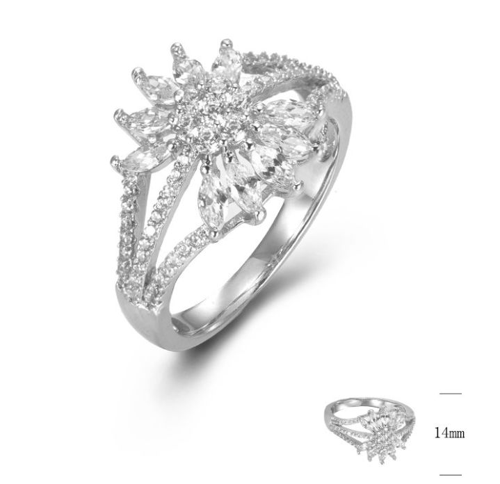 SJ44855, Ladies' Moissanite Ring, S925, Rhodium Plated, White, 3.56g