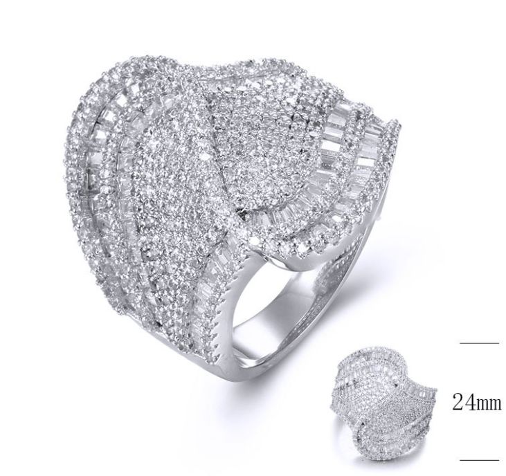 SJ34957, Ladies' Moissanite Ring, S925, Rhodium Plated, White, 6.93g