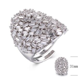 SJ27779, Ladies' Moissanite Ring, S925, Rhodium Plated, White, 13.07g
