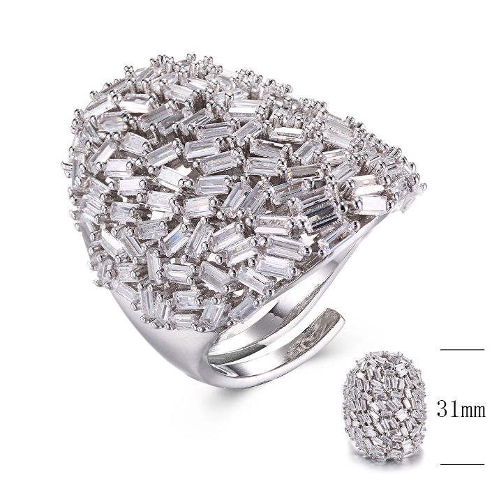 SJ27779, Ladies' Moissanite Ring, S925, Rhodium Plated, White, 13.07g