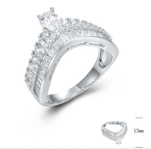 SJ44882, Ladies' Moissanite Ring, S925, Rhodium Plated, White, 4.137g