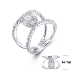 SJ26321, Ladies' Moissanite Ring, S925, Rhodium Plated, White, 3.38g