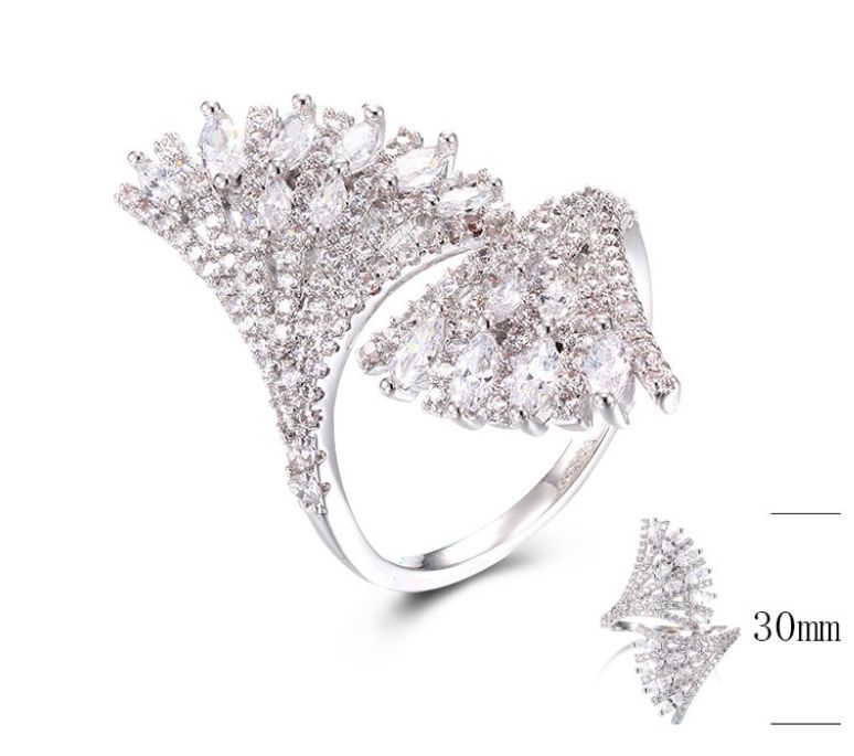 SJ30098, Ladies' Moissanite Ring, S925, Rhodium Plated, White, 3.923g