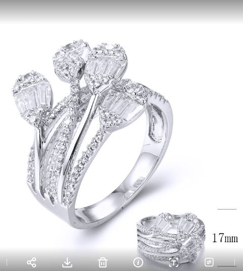 SJ34104, Ladies' Moissanite Ring, S925, Rhodium Plated, White, 4.76g