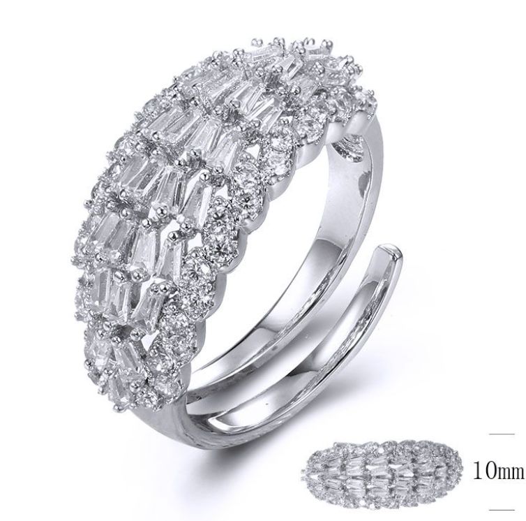 SJ35403, Ladies' Moissanite Ring, S925, Rhodium Plated, White, 3.853g