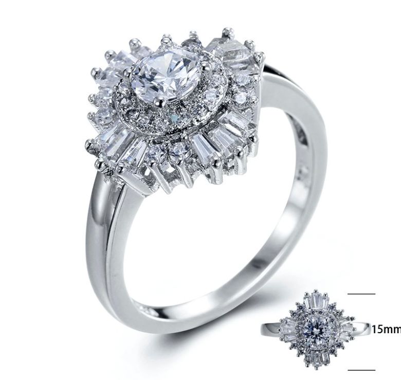 SJ24423, Ladies' Moissanite Ring, S925, Rhodium Plated, White, 3.427g