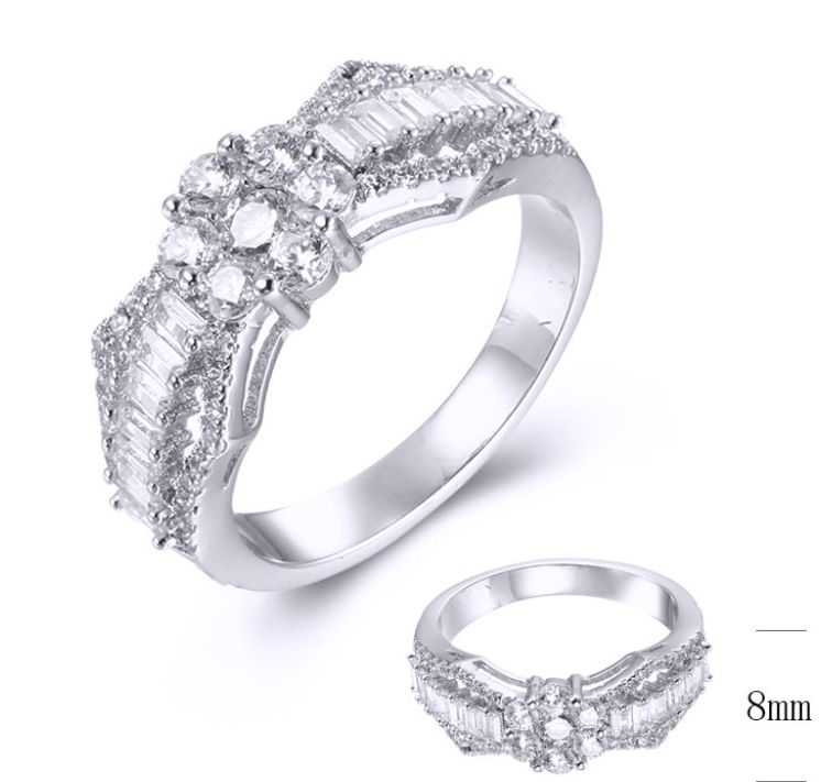 SJ38938, Ladies' Moissanite Ring, S925, Rhodium Plated, White, 4.377g