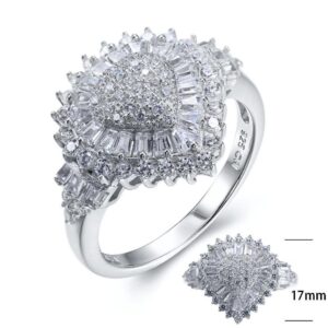 SJ25372, Ladies' Moissanite Ring, S925, Rhodium Plated, White, 4.667g