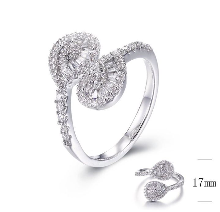 SJ30096, Ladies' Moissanite Ring, S925, Rhodium Plated, White, 3.01g