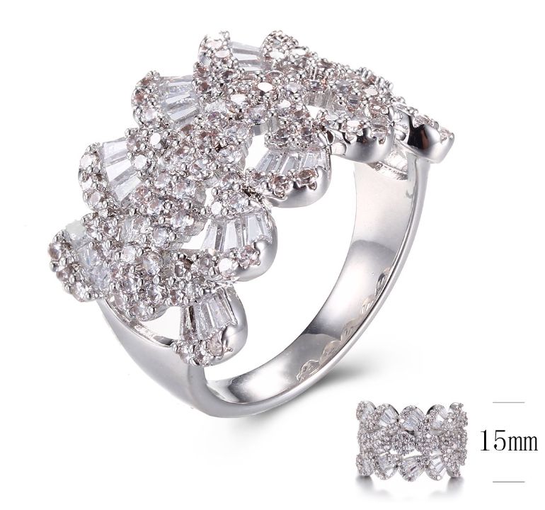 SJ30629, Ladies' Moissanite Ring, S925, Rhodium Plated, White, 5.89g