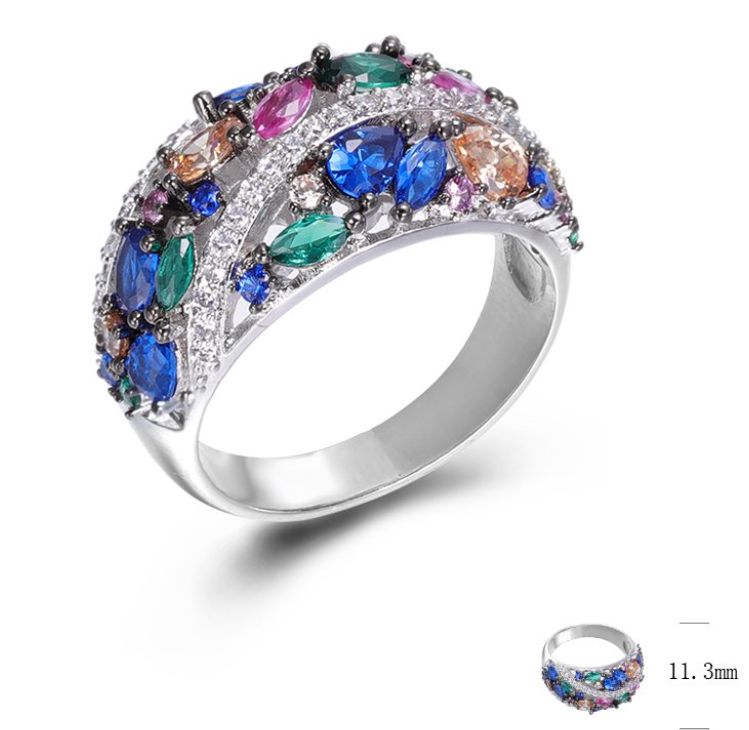SJ45414, Ladies' Moissanite Ring, S925, Rhodium Plated, White, 5.983g
