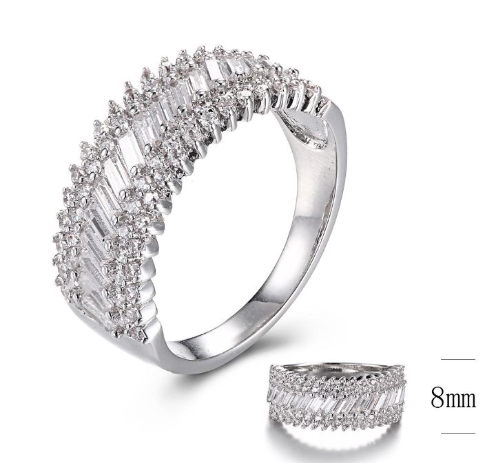 SJ30516, Ladies' Moissanite Ring, S925, Rhodium Plated, White, 3.747g