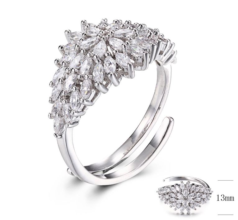 SJ30190, Ladies' Moissanite Ring, S925, Rhodium Plated, White, 3.003g