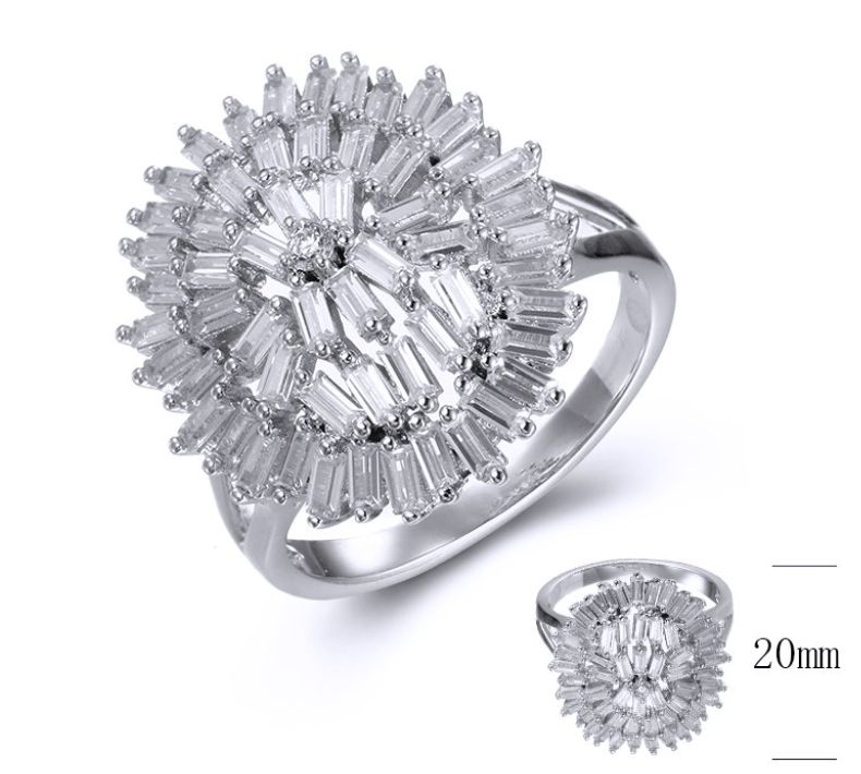 SJ38624, Ladies' Moissanite Ring, S925, Rhodium Plated, White, 4.363g