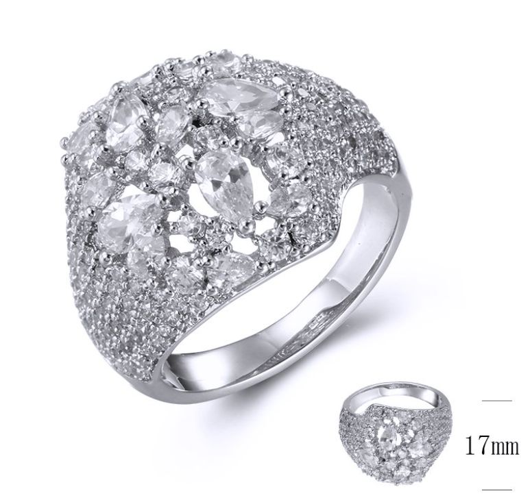 SJ39331, Ladies' Moissanite Ring, S925, Rhodium Plated, White, 5.323g