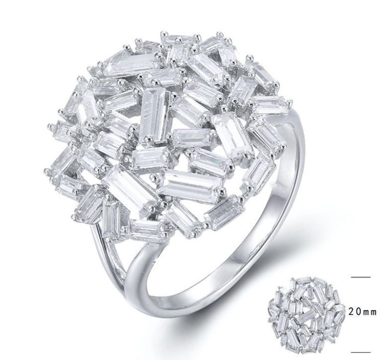 SJ24975, Ladies' Moissanite Ring, S925, Rhodium Plated, White, 4.257g
