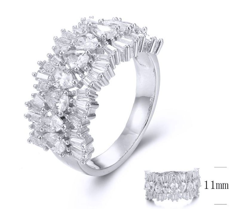 SJ33496, Ladies' Moissanite Ring, S925, Rhodium Plated, White, 4.249g