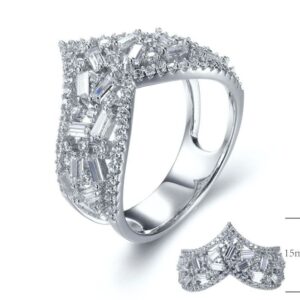 SJ28924, Ladies' Moissanite Ring, S925, Rhodium Plated, White, 4.467g