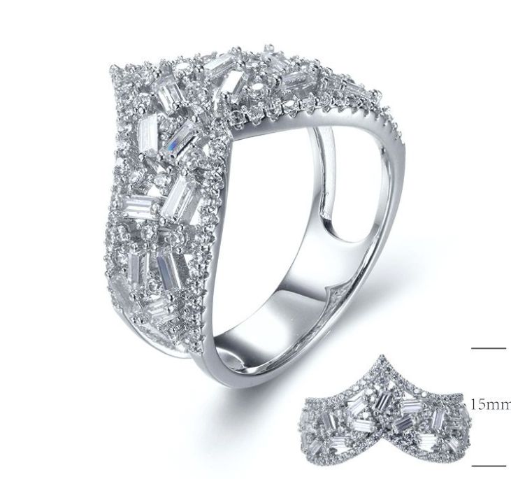 SJ28924, Ladies' Moissanite Ring, S925, Rhodium Plated, White, 4.467g