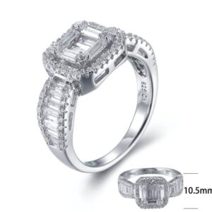 SJ26816, Ladies' Moissanite Ring, S925, Rhodium Plated, White, 4.433g