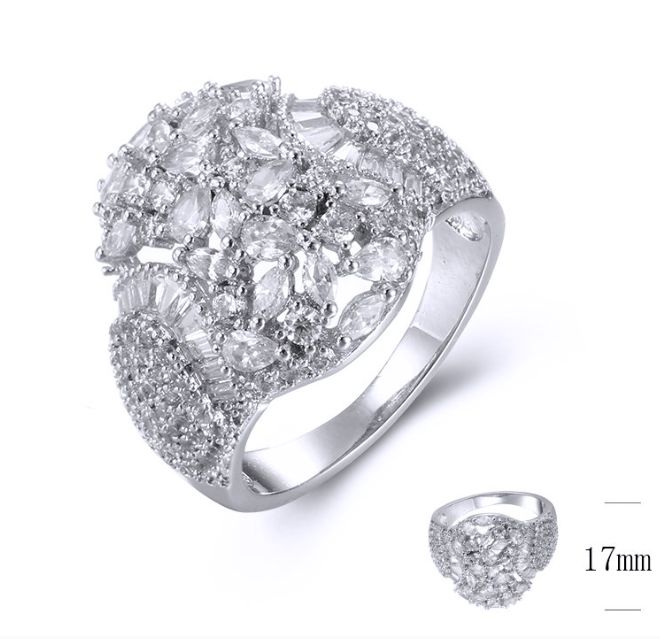 SJ39334, Ladies' Moissanite Ring, S925, Rhodium Plated, White, 5.24g