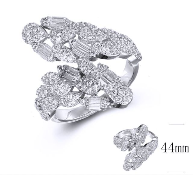 SJ36596, Ladies' Moissanite Ring, S925, Rhodium Plated, White, 4.353g