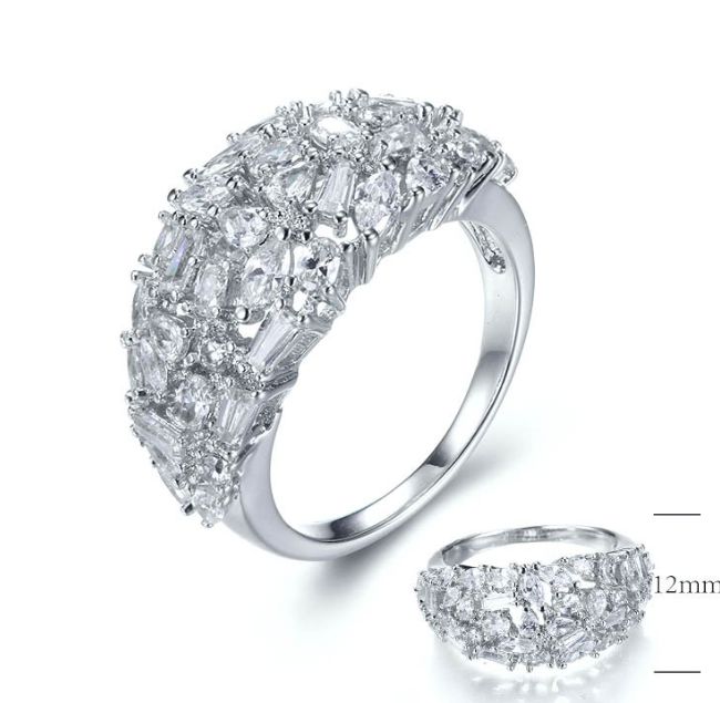 SJ26735, Ladies' Moissanite Ring, S925, Rhodium Plated, White, 4.723g