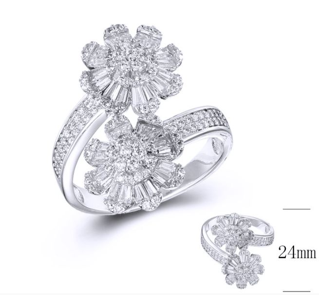 SJ36470, Ladies' Moissanite Ring, S925, Rhodium Plated, White, 4.193g