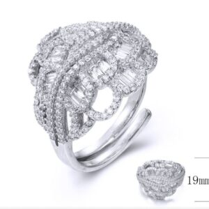 SJ34023, Ladies' Moissanite Ring, S925, Rhodium Plated, White, 5.973g