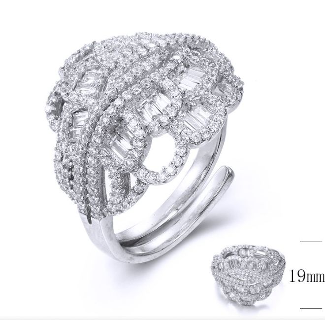 SJ34023, Ladies' Moissanite Ring, S925, Rhodium Plated, White, 5.973g