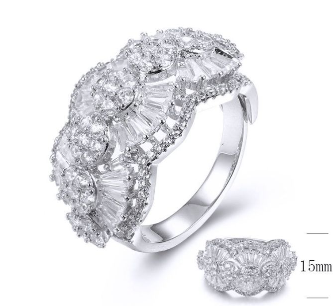 SJ34645, Ladies' Moissanite Ring, S925, Rhodium Plated, White, 6.757g