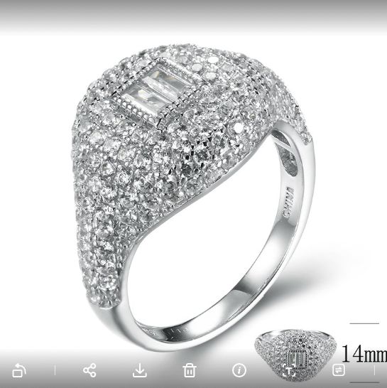 SJ28612, Ladies' Moissanite Ring, S925, Rhodium Plated, White, 5.333g