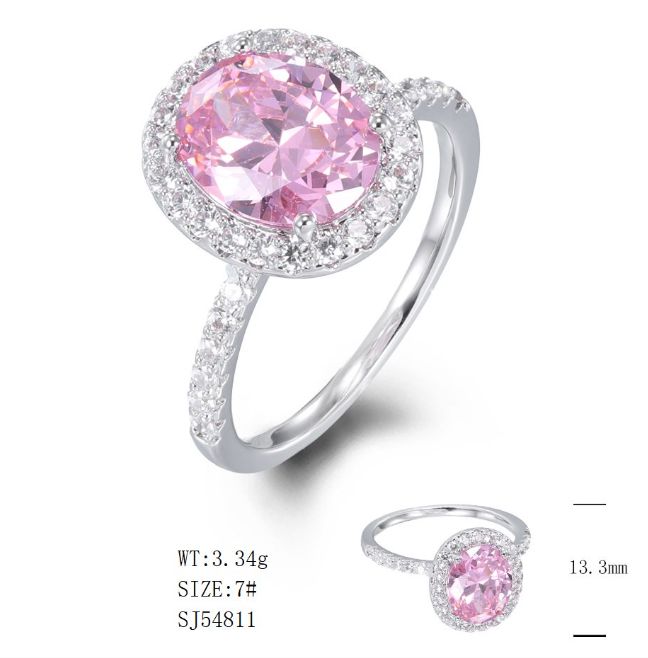 SJ54811, Ladies' Moissanite Ring, S925, Rhodium Plated, White, 3.462g