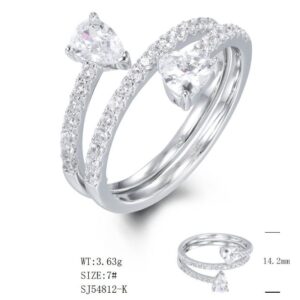 SJ54812, Ladies' Moissanite Ring, S925, Rhodium Plated, White, 3.239g