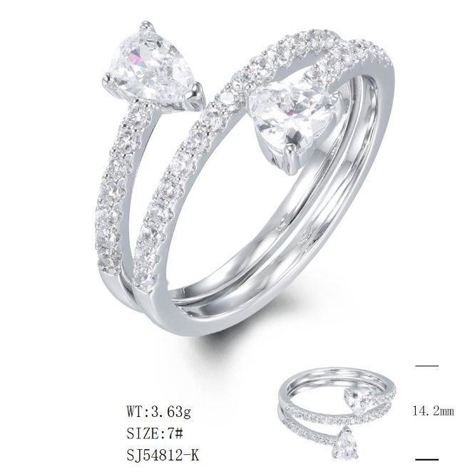 SJ54812, Ladies' Moissanite Ring, S925, Rhodium Plated, White, 3.239g