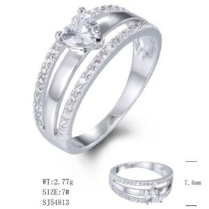 SJ54813, Ladies' Moissanite Ring, S925, Rhodium Plated, White, 2.633g