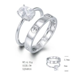 SJ54814, Ladies' Moissanite Ring, S925, Rhodium Plated, White, 4.733g