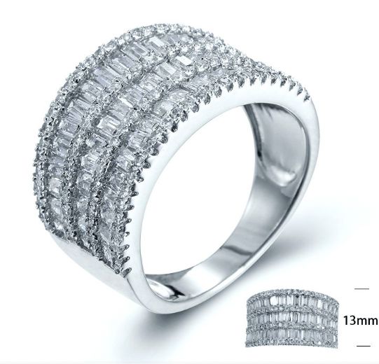 SJ24569, Ladies' Moissanite Ring, S925, Rhodium Plated, White, 6.478g
