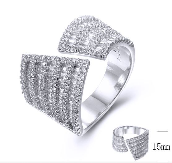 SJ38082, Ladies' Moissanite Ring, S925, Rhodium Plated, White, 6.46g