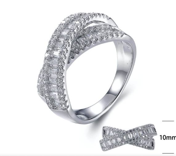 SJ27424, Ladies' Moissanite Ring, S925, Rhodium Plated, White, 5.853g