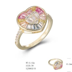SJ50632, Ladies' Moissanite Ring, S925, Rhodium Plated, White, 3.293g