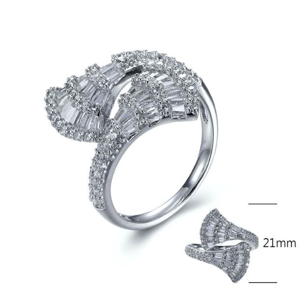 SJ28469, Ladies' Moissanite Ring, S925, Rhodium Plated, White, 3.867g