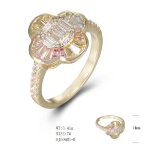 SJ50631, Ladies' Moissanite Ring, S925, Rhodium Plated, White, 3.389g