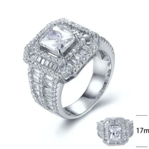 SJ28036, Ladies' Moissanite Ring, S925, Rhodium Plated, White, 9.947g