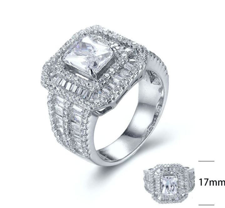 SJ28036, Ladies' Moissanite Ring, S925, Rhodium Plated, White, 9.947g