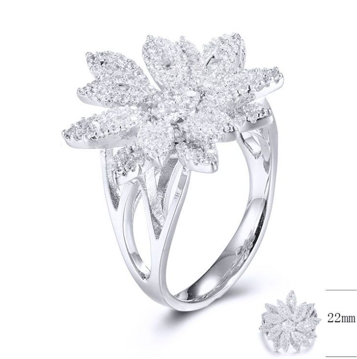 SJ32489, Ladies' Moissanite Ring, S925, Rhodium Plated, White, 7.113g