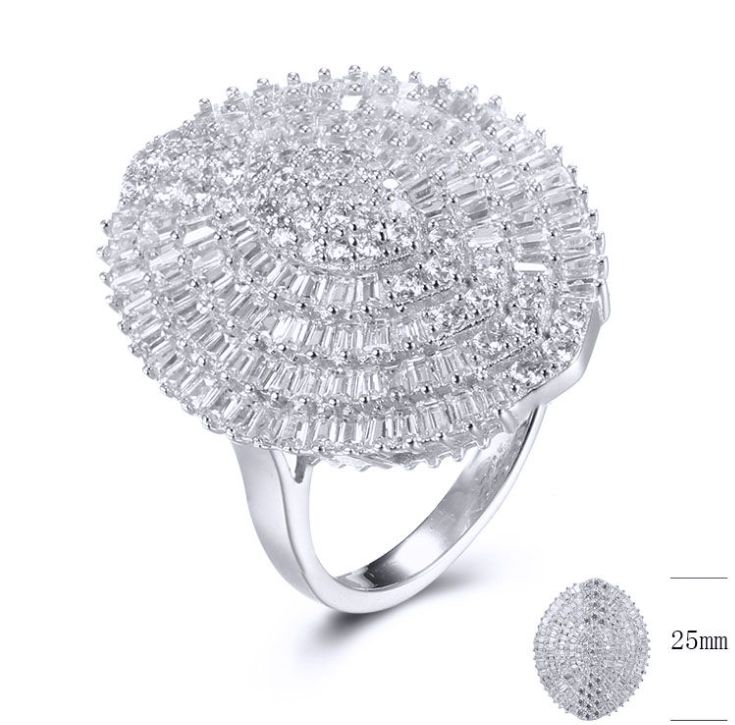 SJ32576, Ladies' Moissanite Ring, S925, Rhodium Plated, White, 6.2g