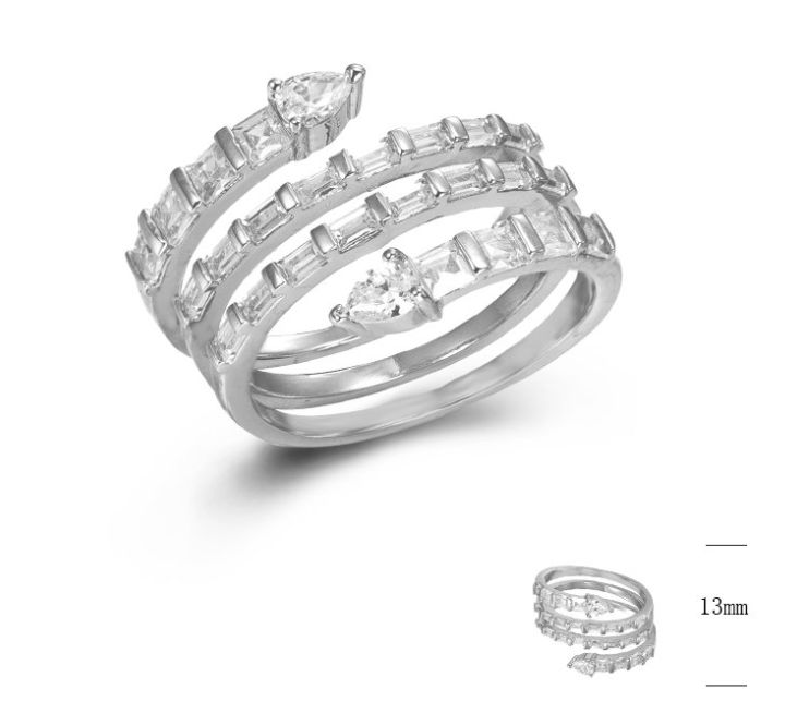 SJ44802, Ladies' Moissanite Ring, S925, Rhodium Plated, White, 5.093g